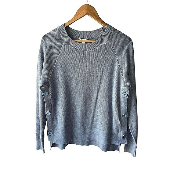 stella & Dot Size M Blue Side Button Soft Merino Wool Blend Sweater - Picture 1 of 5